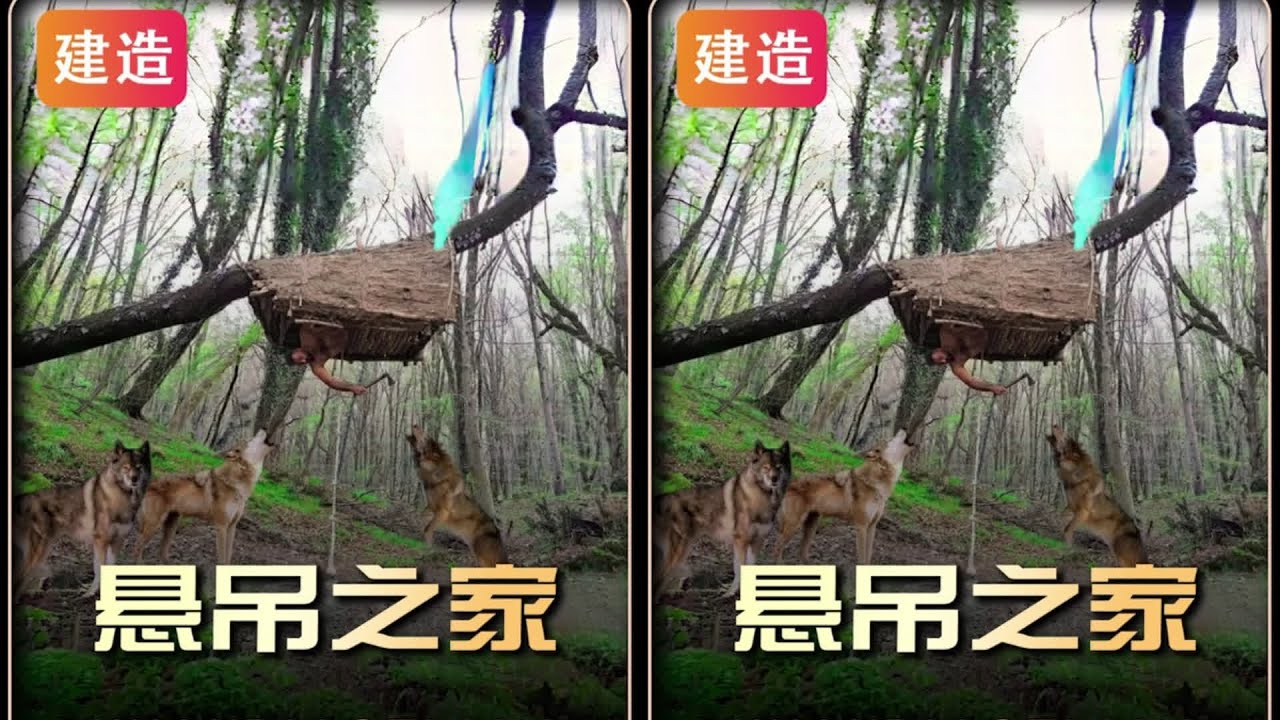 搭起離地庇護所，在深山老林中與狼群搏斗！你能在荒野中求得生存嗎？ #野外生存 #荒野建造 #户外生活 #露营 #求生