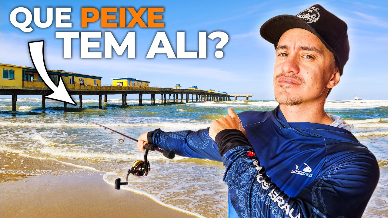 PESCANDO a minha COMIDA nos PILARES de um PÍER NO MAR