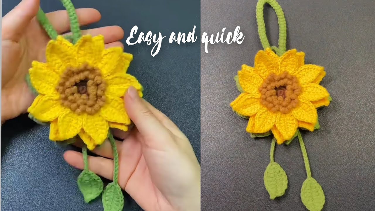 Gorgeous🌼 Crochet Sunflower Pouch Tutorial/ Bagcharm / Car hanging 