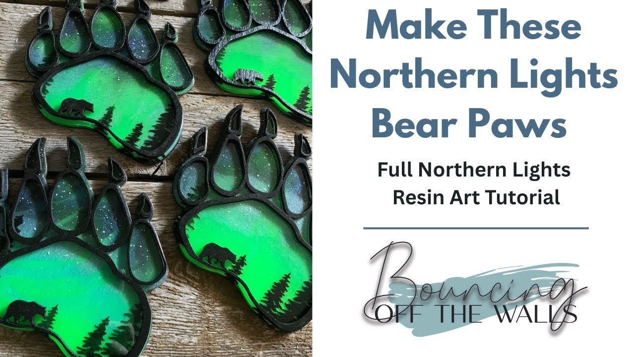 Make These Northern Lights Bear and Wolf Paw Resin Art Pieces