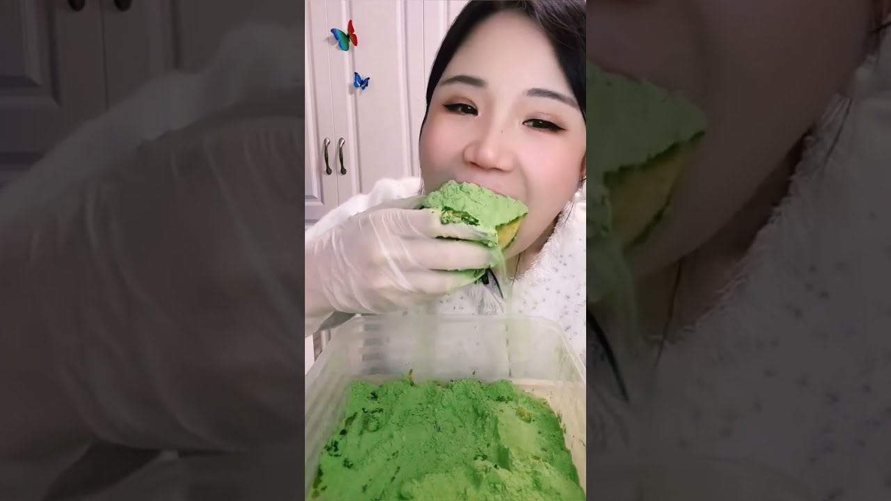 ASMR ice eating | Only YY eating yellow soft crunchy chewy sticky ice with matcha powder | Ice Lover