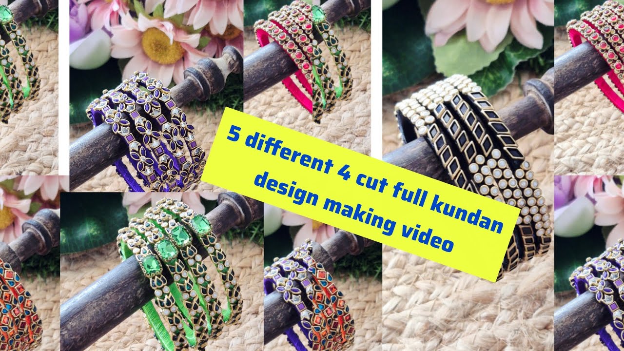 அழகான 5 designs in full kundan bangle work la பாக்கலாமா/Beginners free tutorial/silkthreadboutique 