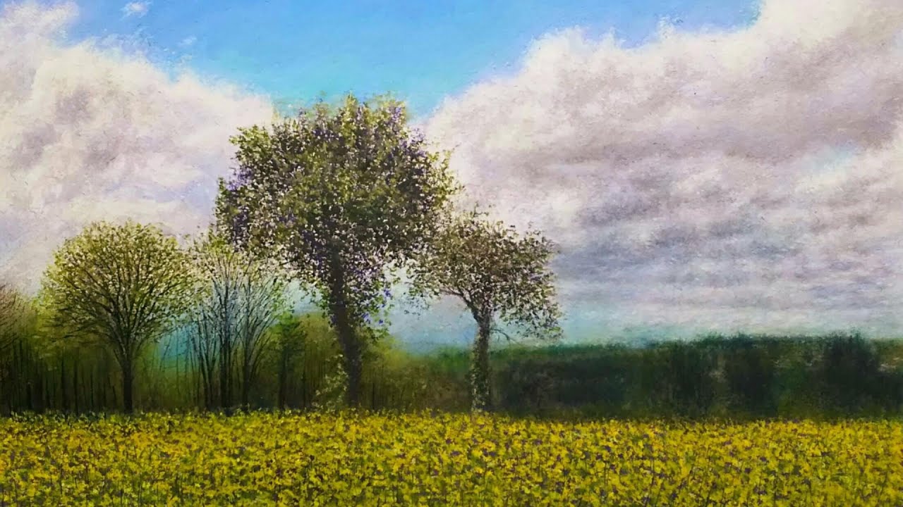 風景画｜オイルパステル画｜描き方｜作品07_2023【♯37】Oil Pastel Landscape Painting｜How to draw｜work07_2023
