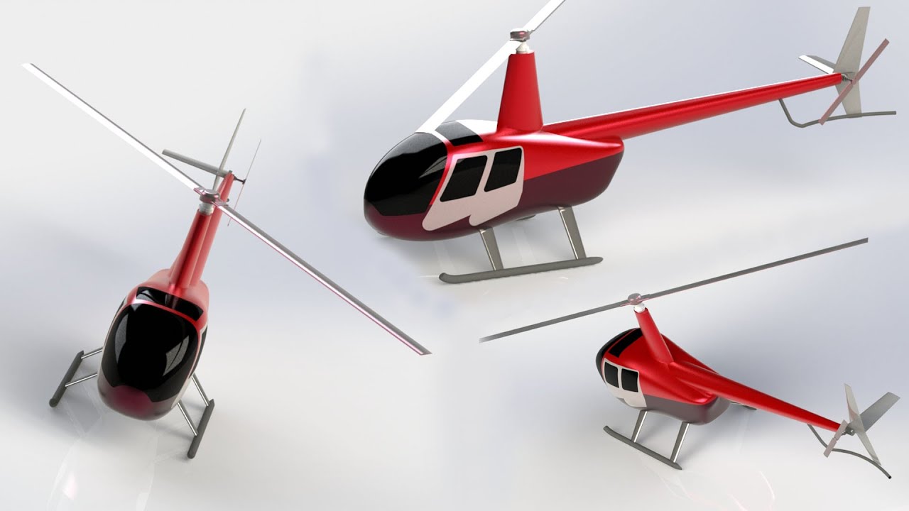 Robinson R44 Helicopter Model, Design With SolidWorks Software 