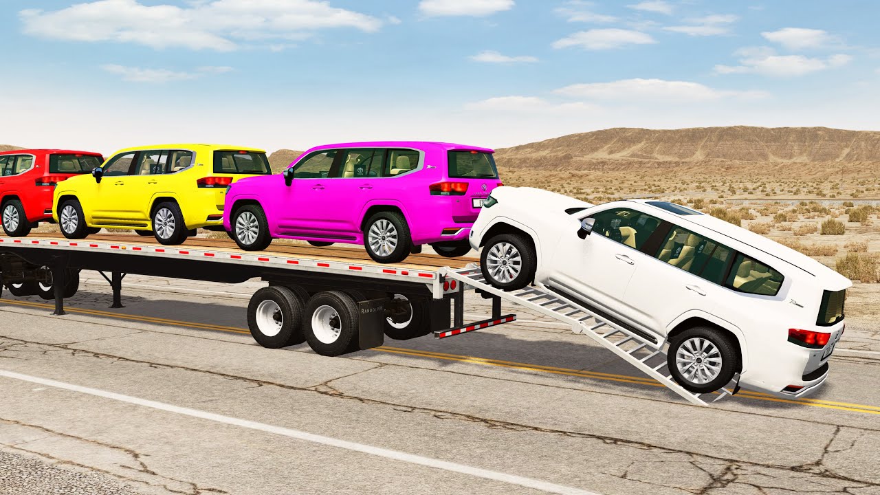 Flatbed Truck Mcqueen  | Transportation with Truck - Pothole vs Car 