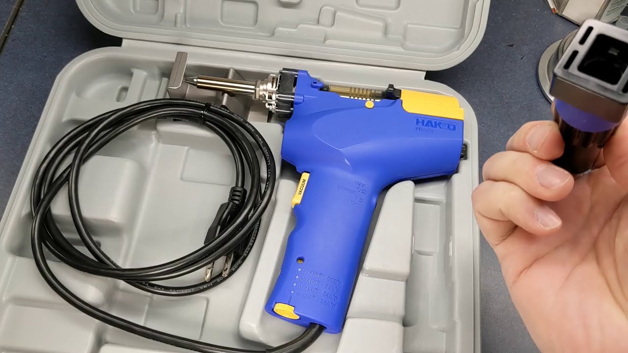 Hakko FR301 Desoldering Tool unboxing review and demo.