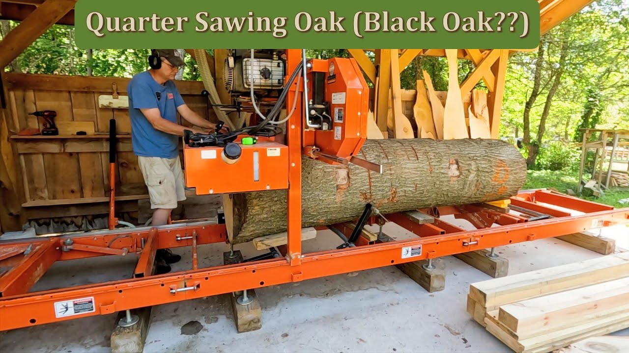 Quarter Sawing Almost Too Big Oak on the Wood-Mizer LT15  #adirondacks  #woodmizer