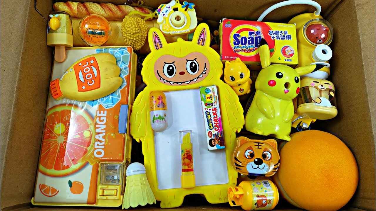 Unboxing Classic Yellow Stationery 📚, Pencil Case, Sharpener, Diary, Sketch board, Projector, Eraser