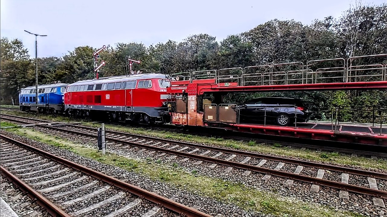 Dual Baureihe 218 power on the Sylt-Shuttle to Westerland! 🔥 - Departure -