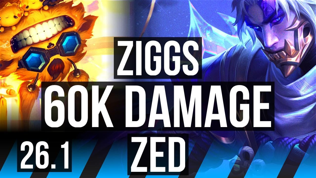 ZIGGS vs ZED (MID) | 60K damage, Good KDA: 20/2/10 | KR Master | 26.1