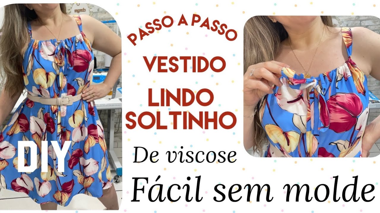 👗 VESTIDO SOLTINHO DE VISCOSE AJUSTÁVEL SEM MOLDE CORTE E COSTURA FÁCIL DIY #costurafácil  #dress