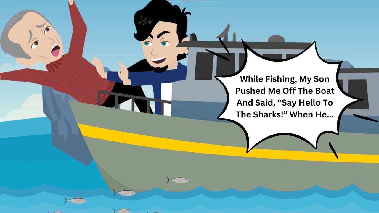 While Fishing, My Son Pushed Me Off The Boat And Said, “Say Hello To The Sharks!” When He...