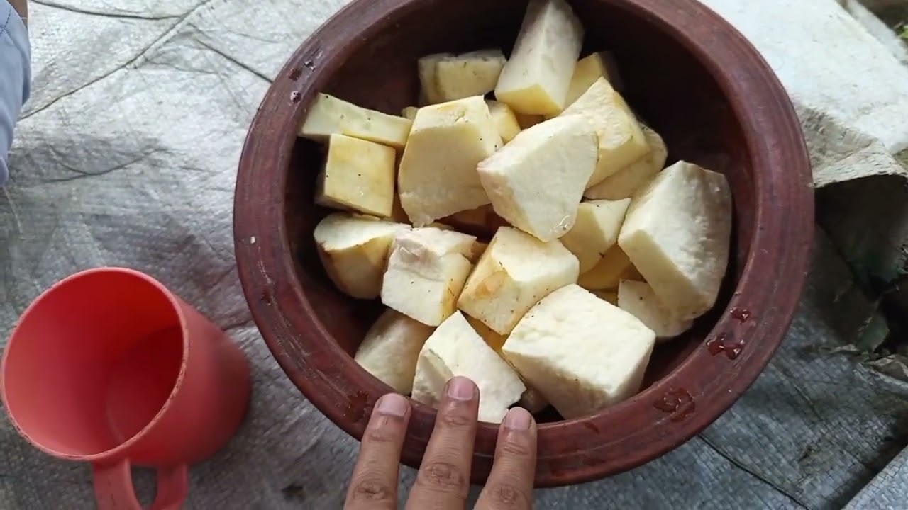 মাটির তল থেকে আলু তুলে। মাছ দিয়ে রান্না করে খেলাম 