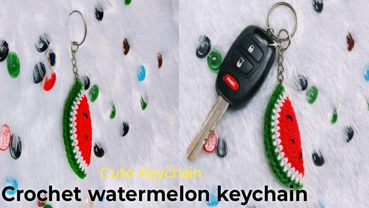 Crochet Watermelon Slice Keychain Tutorial | Easy for Beginners / step by step tutorial,🍉