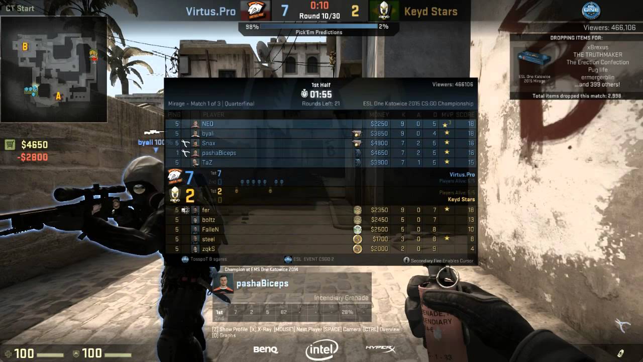 [POL] [POV] Virtus.Pro vs Keyd Stars - Map 1 @ ESL One Katowice 2015 [50fps]