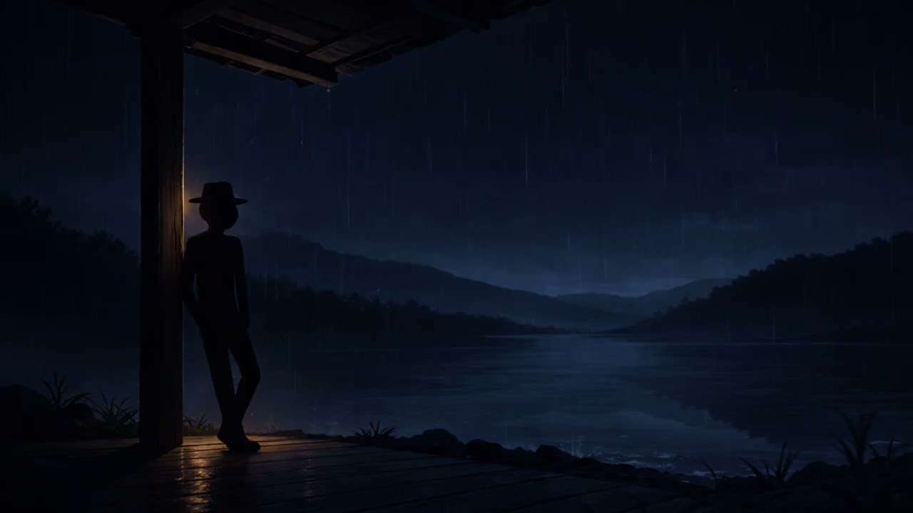 Rain by the Lake at Night | Calm Reflection Ambience (1 Hour)