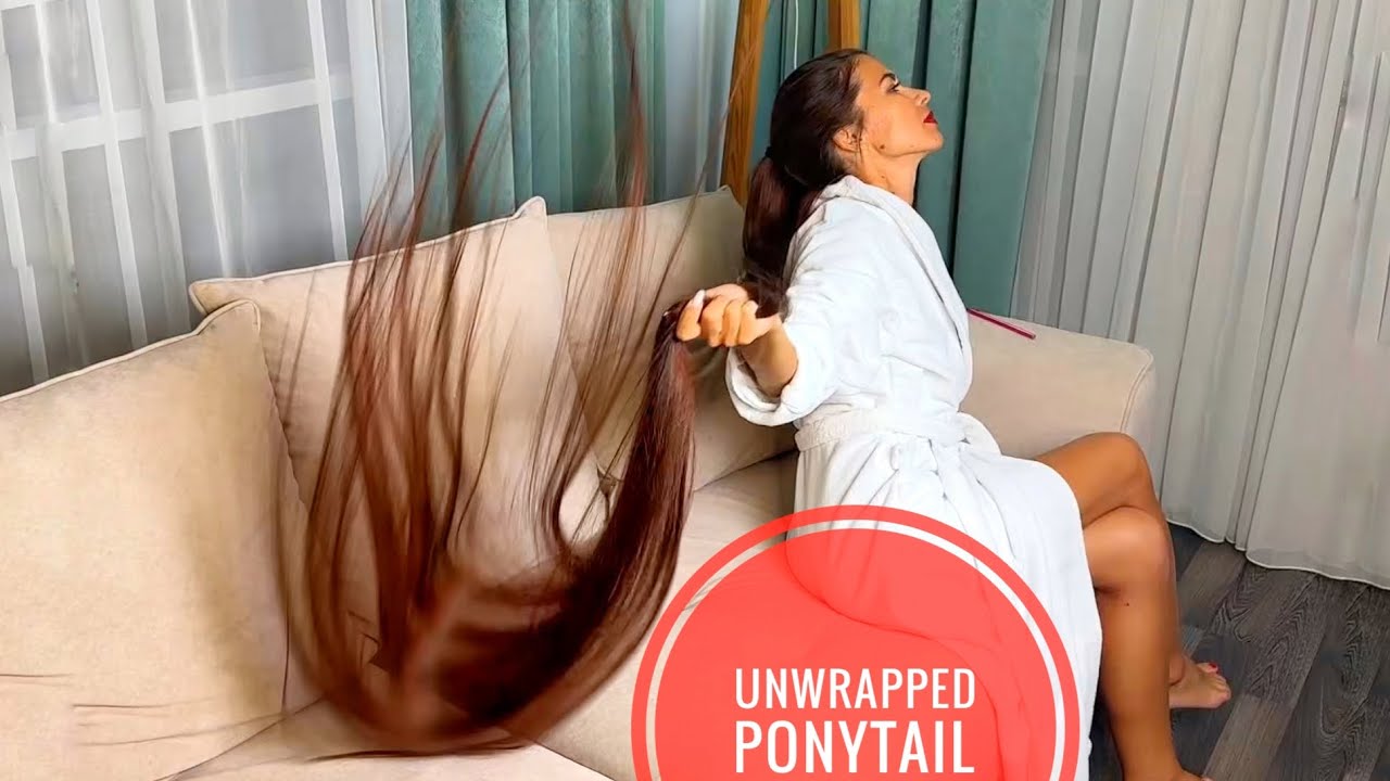 UNWRAPPED PONYTAIL — RAPUNZEL’S LONG HAIR SHOW IN A WHITE ROBE(PATREON & SELLFY PREVIEW) #longhair