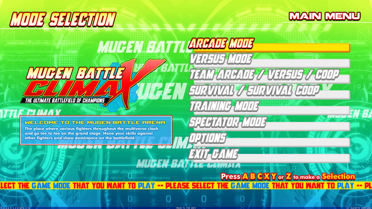 V-MUGEN - MUGEN Battle ClimaX Screenpack released