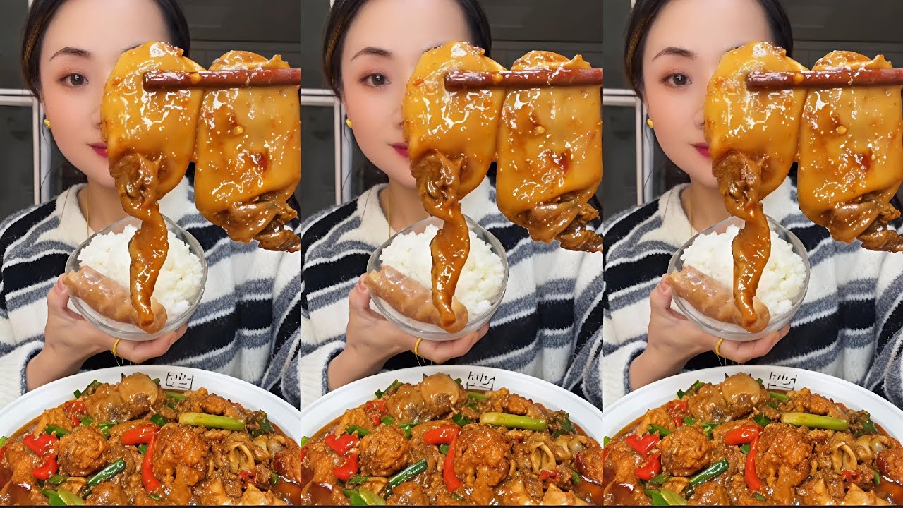 Spicy Fish Maw and Fish Roe🦐Spicy food asmr mukbang video, asmr eating noodles video:#trending