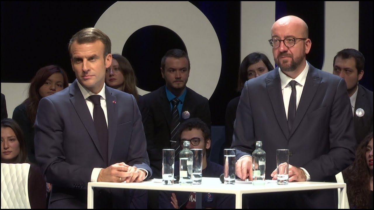 Emmanuel Macron et Charles Michel débattent de l'Europe avec les étudiant·e·s