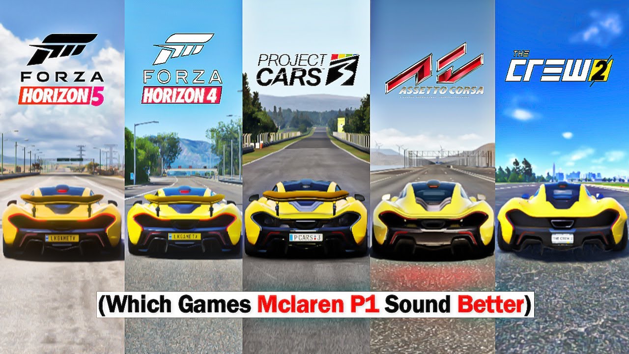 Mclaren P1 Comparison - Forza Horizon 5, FH4, FM7, Assetto Corsa, The Crew 2, Project Cars 3, NFSH