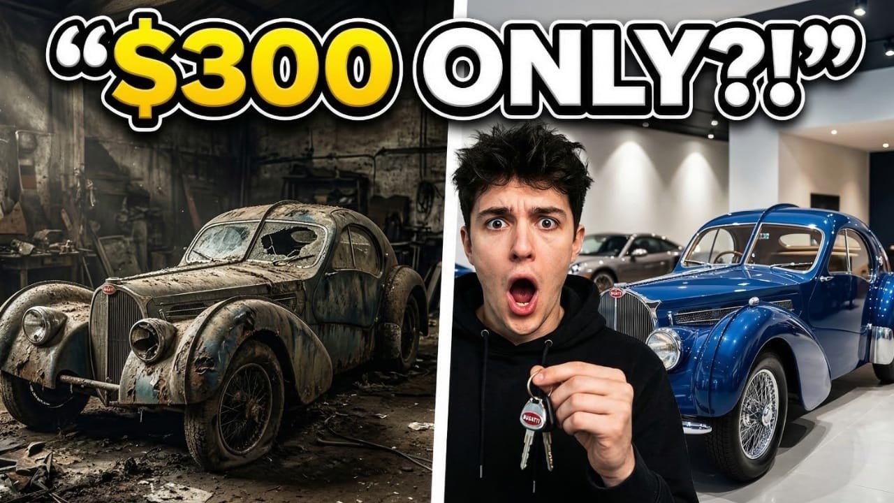 I Bought 1932 Bugatti Atlantic for ONLY $300! Grandpa Sold Me His Abandoned car #asmrcarwash #ai #ai