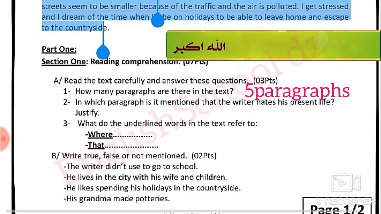 4am English Exam/2eme trimestre