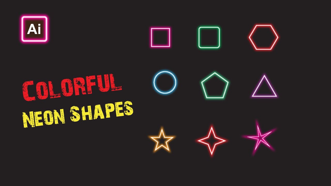 Colorful Neon Shapes Collection for Design and Art adobe illustrator