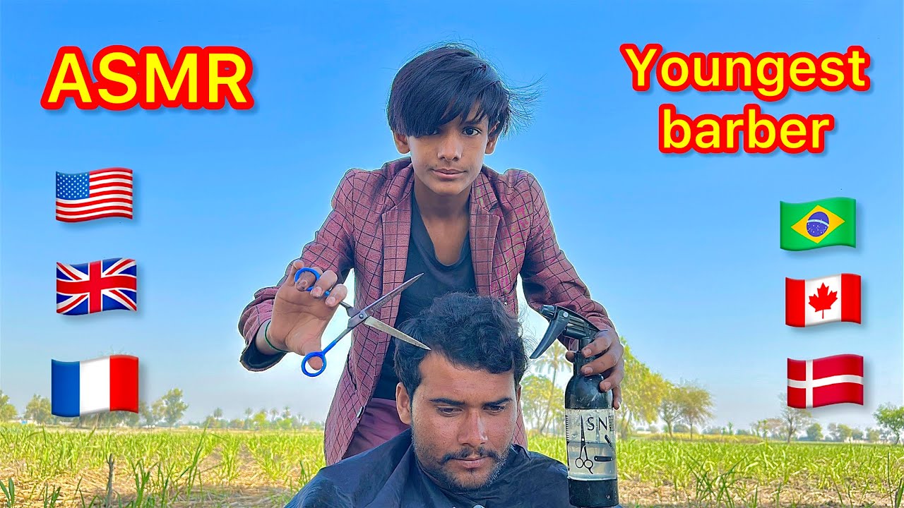 ASMR youngest barber 💈 in the world amazing haircut with brand new equipments