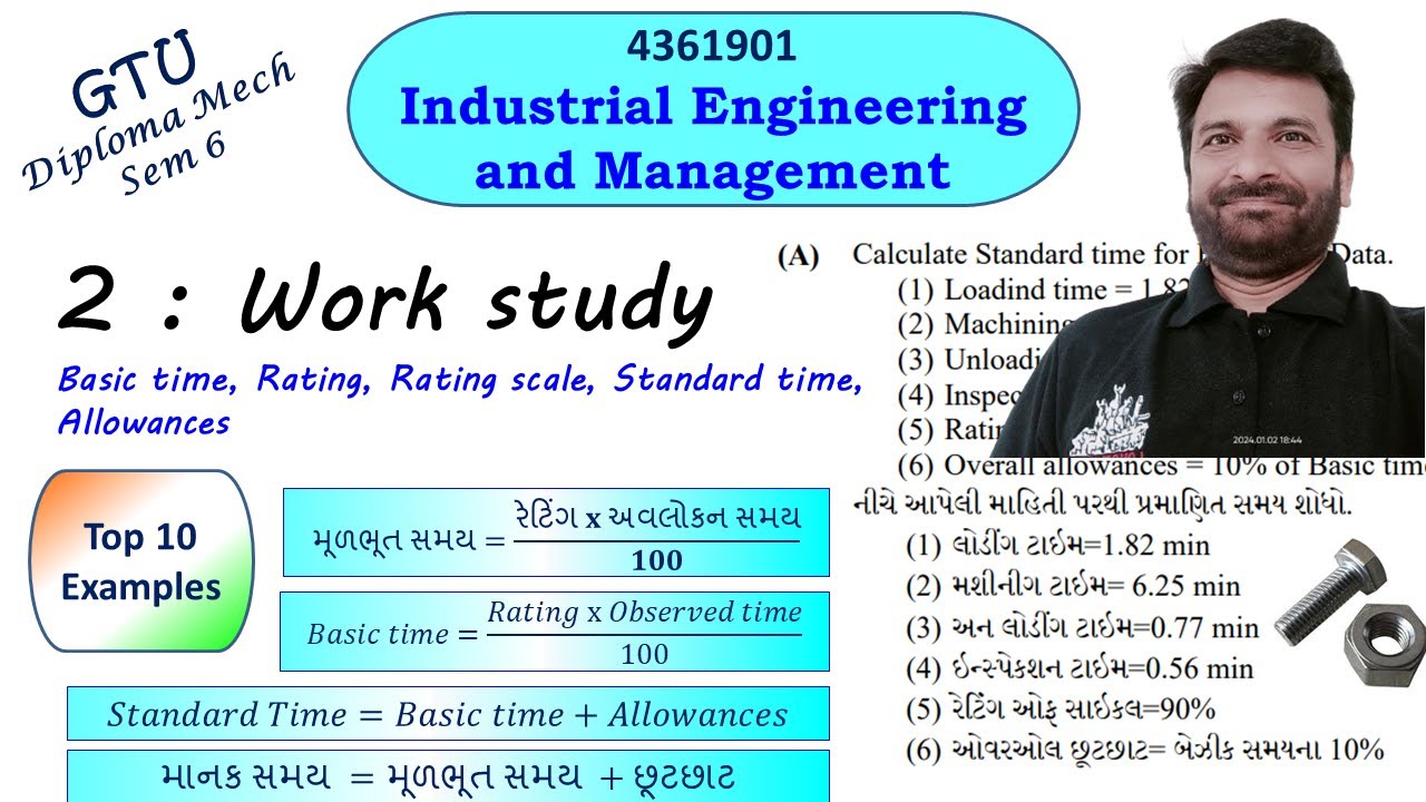 IEM | Ch 2 Work Study | Top 10 Examples | Rating |Basic Time