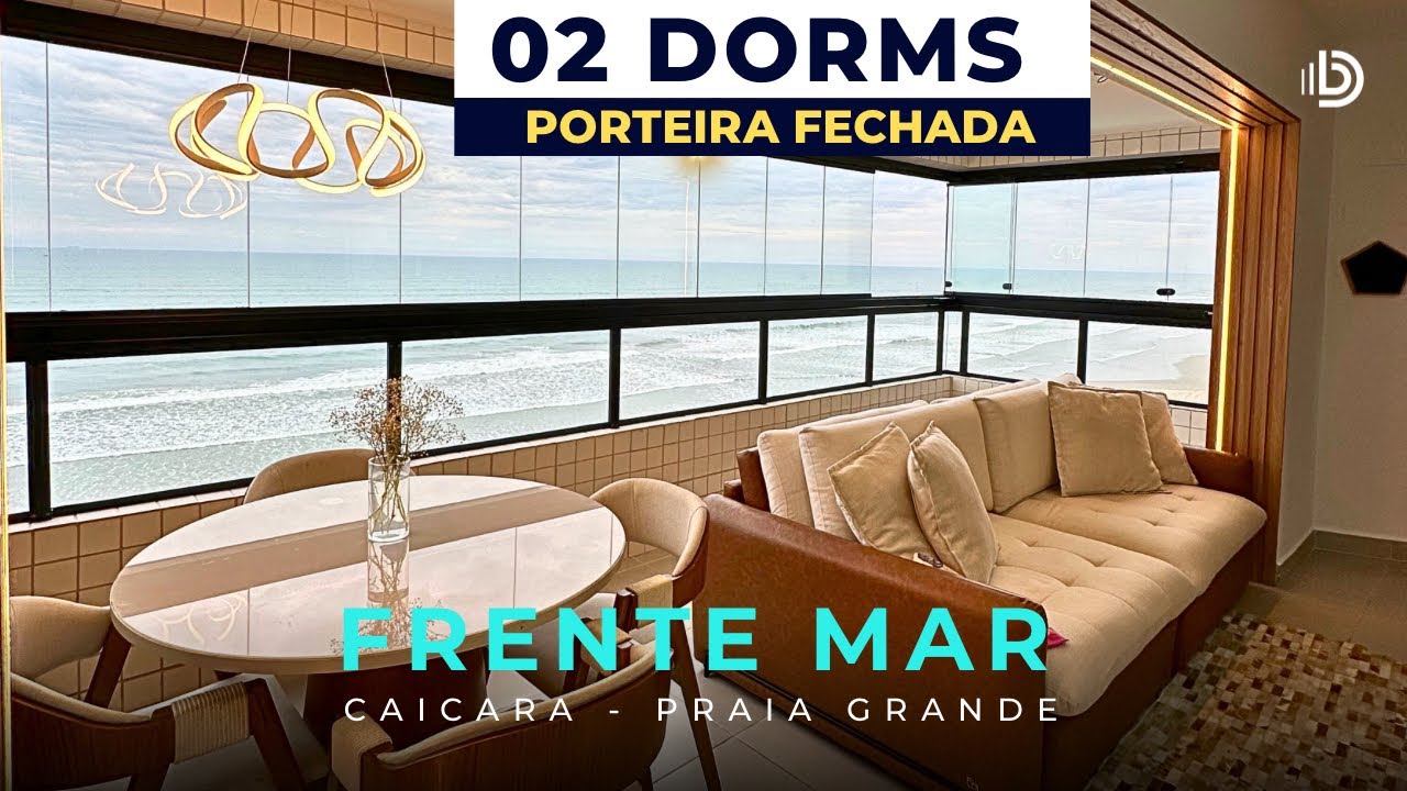 Apartamento frente mar em Praia Grande totalmente mobiliado - 2 Dorms 1 Suíte
