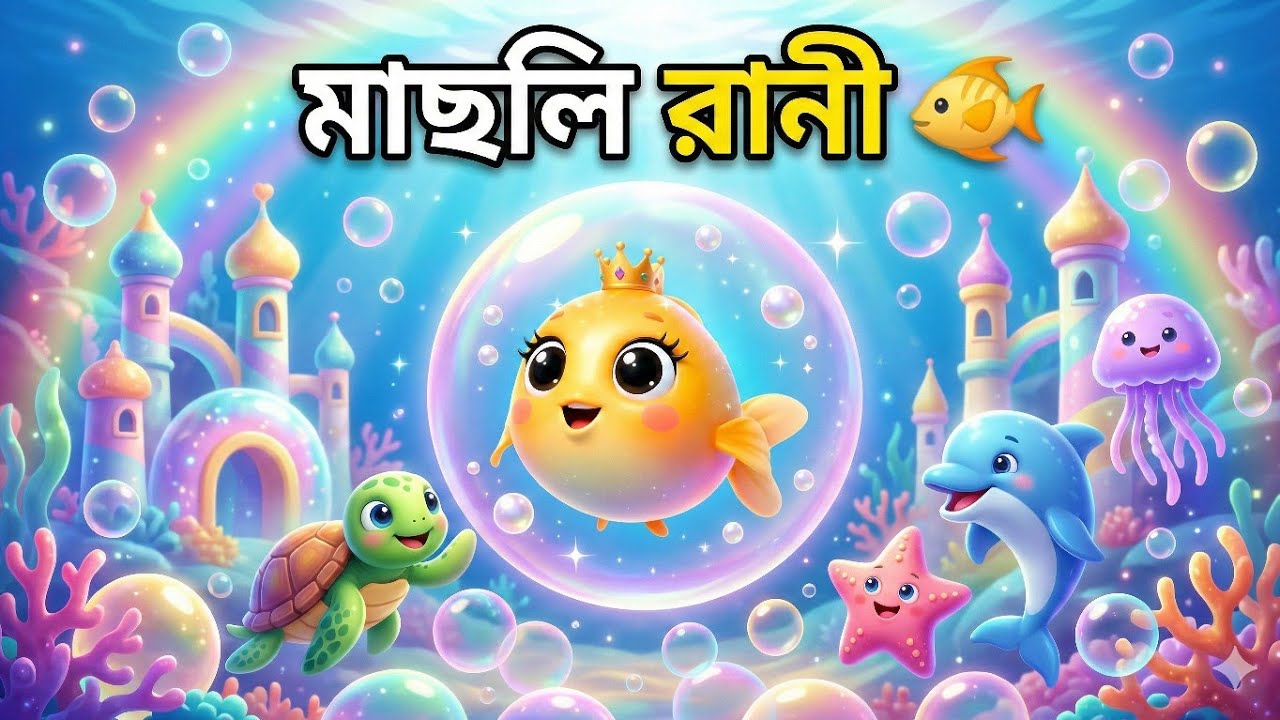 মাছলি রানী 🐠 | বাংলা কিডস রাইম | Bubble City 3D Song Bangla