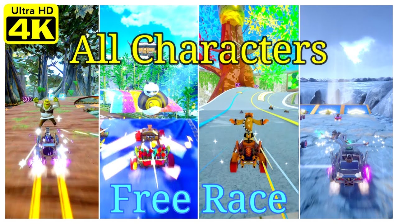 DreamWorks All-Star Kart Racing (PC) | All Characters Free Race 3 Laps (Lightning Speed)