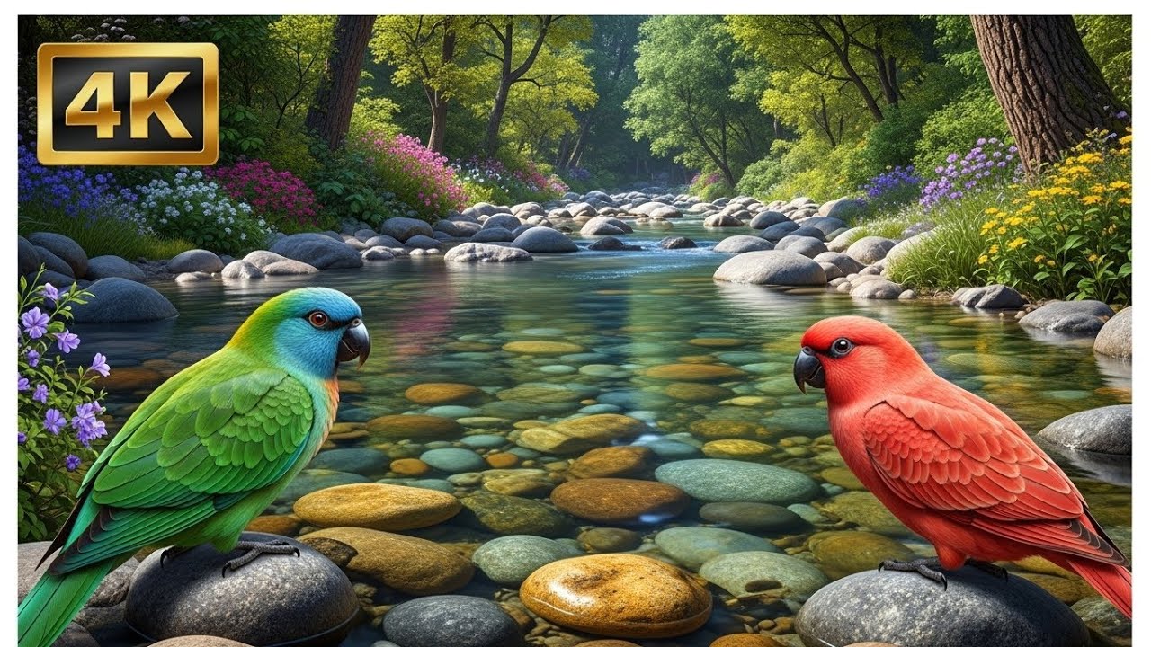 Soft Piano with Forest River Flow and Bird Sounds for Deep Sleep and Emotional Healing