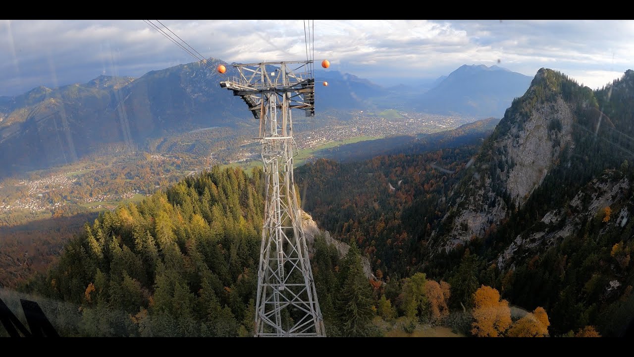 Alpspitzbahn Talfahrt wunderschöne Herbstfarben -  Alpspitze Cable car (4K, 60FPS)