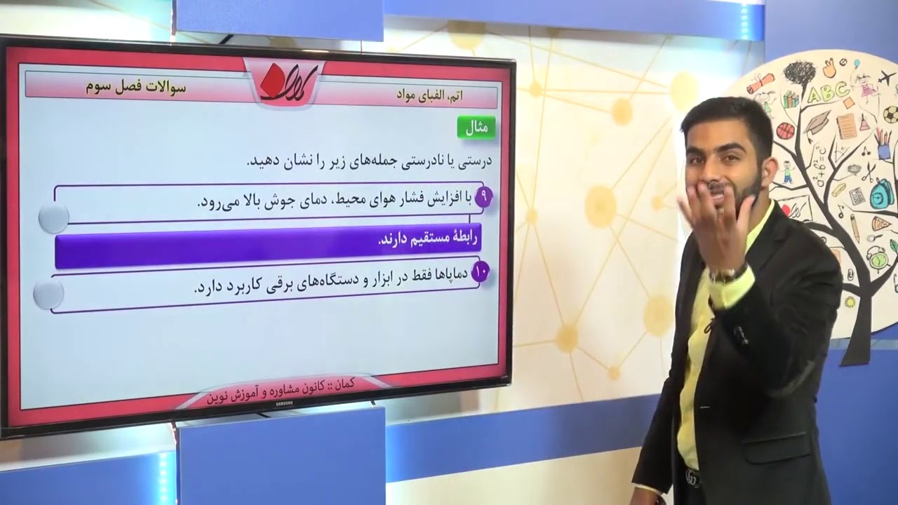 فیزیک هفتم   سؤالات   فصل سوم   اتم، الفبای مواد