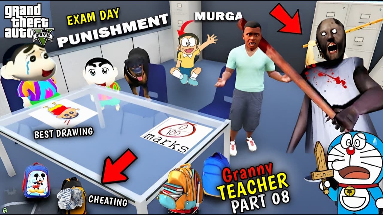 GTA 5 : Franklin First Day Of School In Drawing Class With Granny || Part # 08 || Afaq Hub