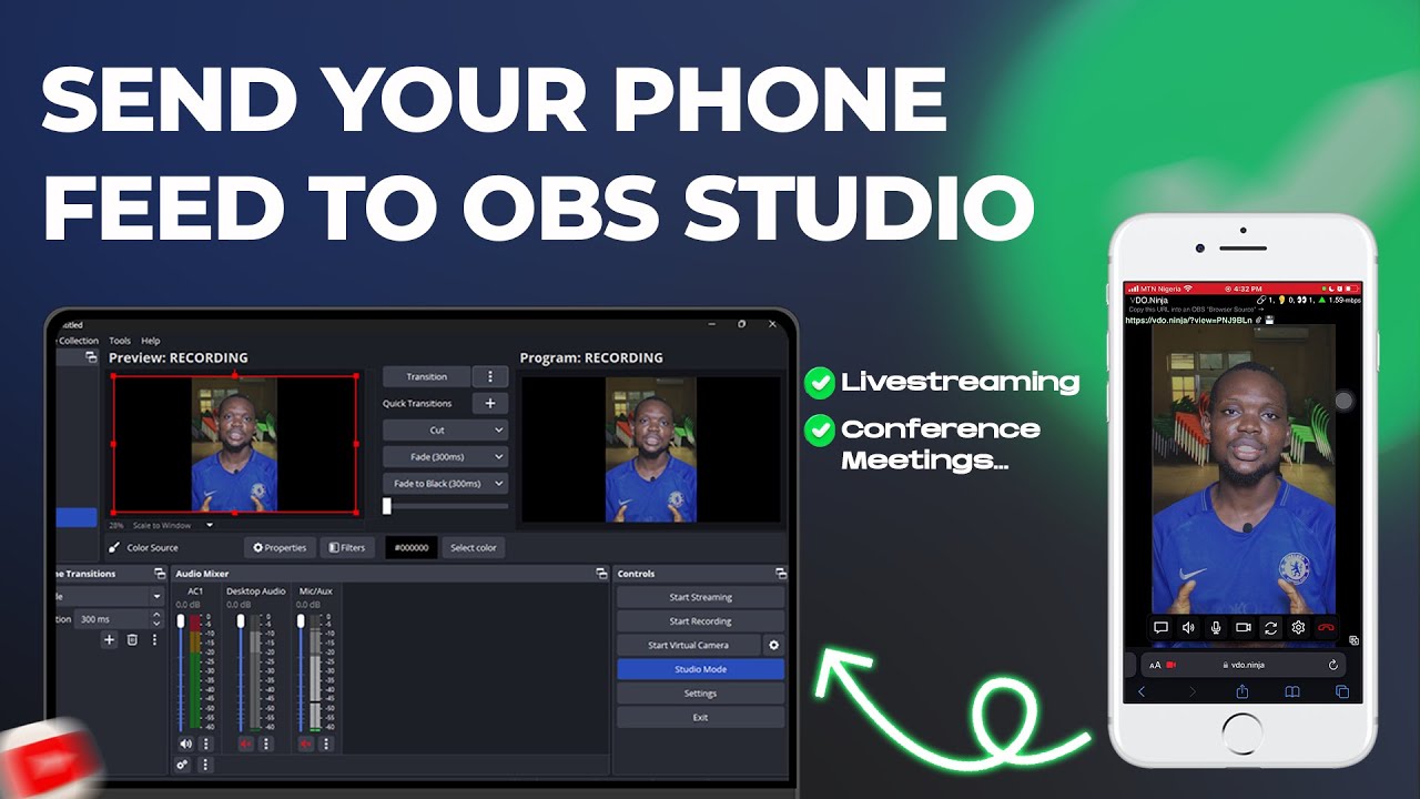 LIVESTREAM WITH YOUR PHONE CAMERA (VDO NINJA & OBS STUDIO)