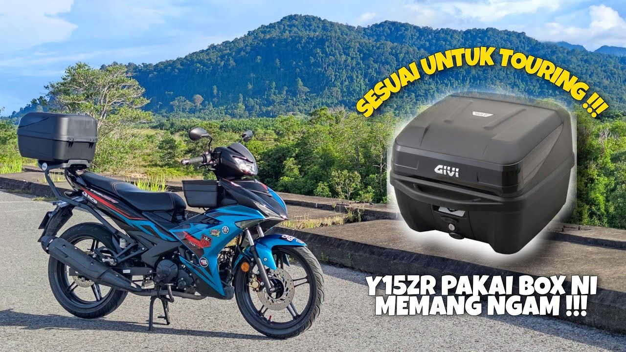 Y15ZR PASANG BOX GIVI 32 LITER BLACK BOLD MONOLOCK TOPCASE | MOTOVLOGGER MALAYSIA