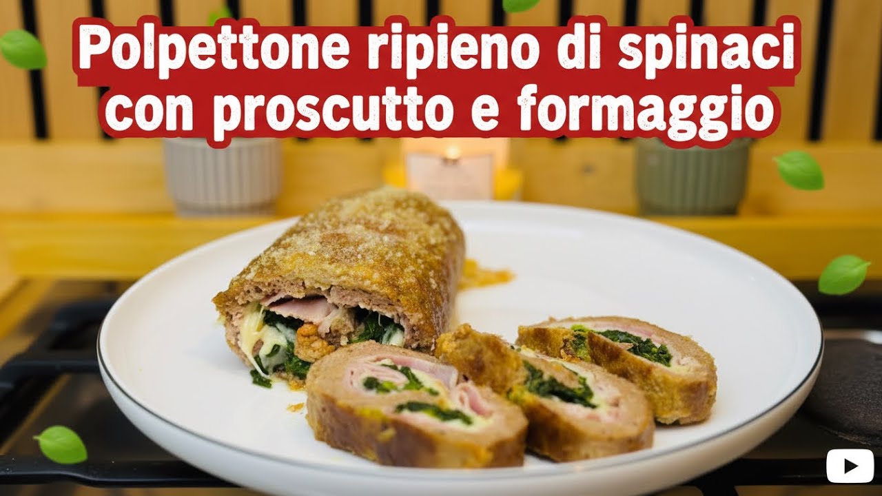 Polpettone ripieno di spinaci con prosciutto e formaggio🥩🧀🌯