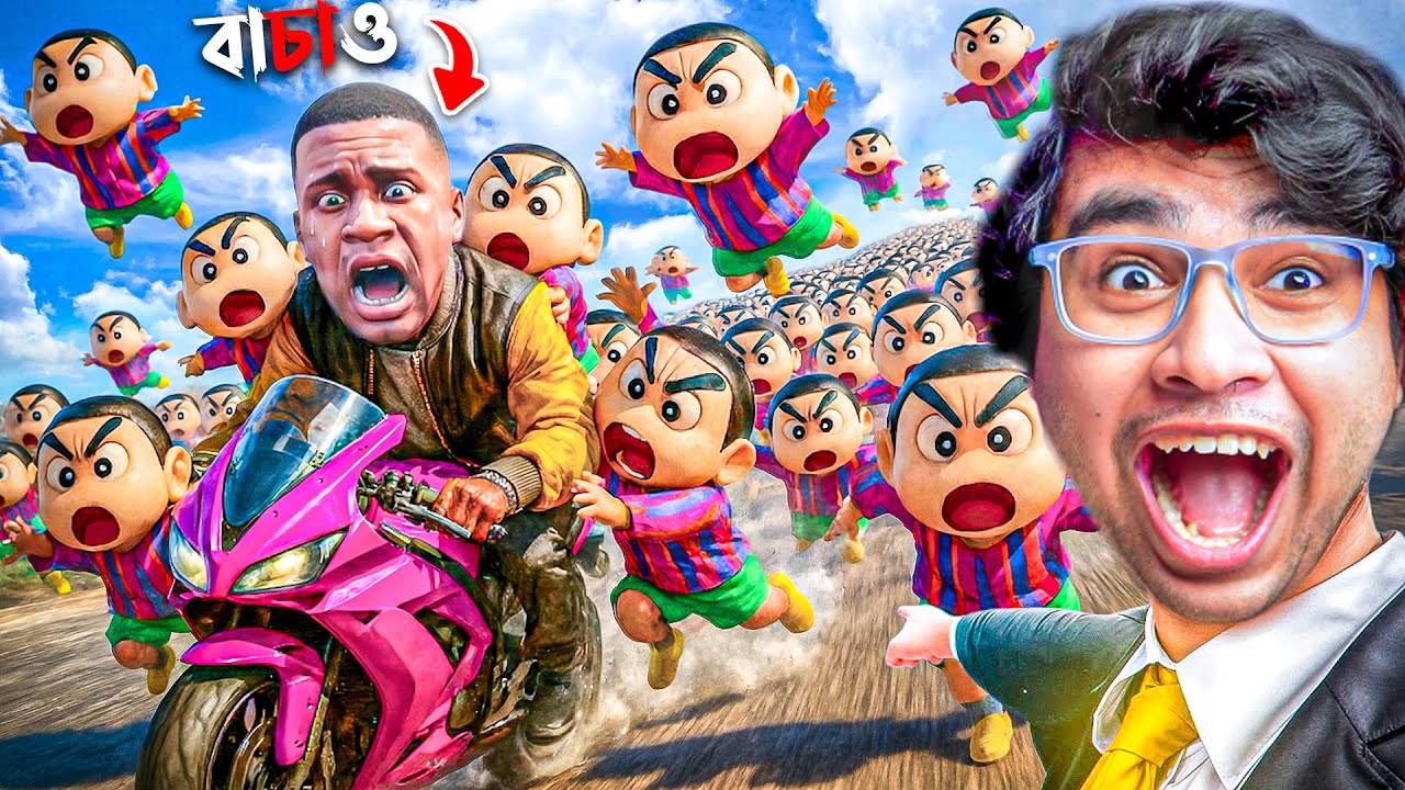 GTA V : Franklin Attacked by 1000 Shinchan Army! 😱🔥