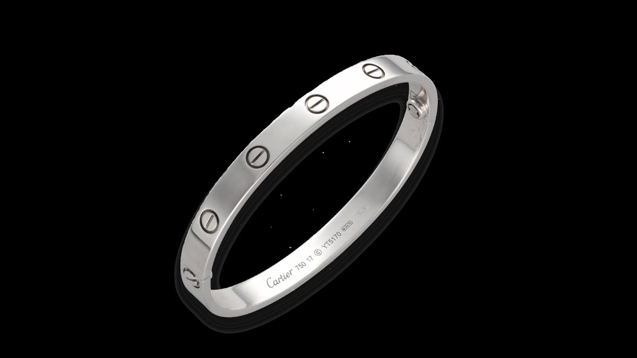 Bracelet Cartier Love en or gris 18 Cts vers 2015. Taille 17. Boite Cartier.