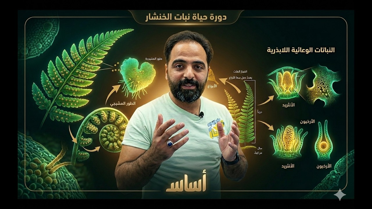 النباتات اللاوعائية ( دورة حياة نبات الخنشار ) || الصف العاشر || العلوم الحياتية || أ انس النجار