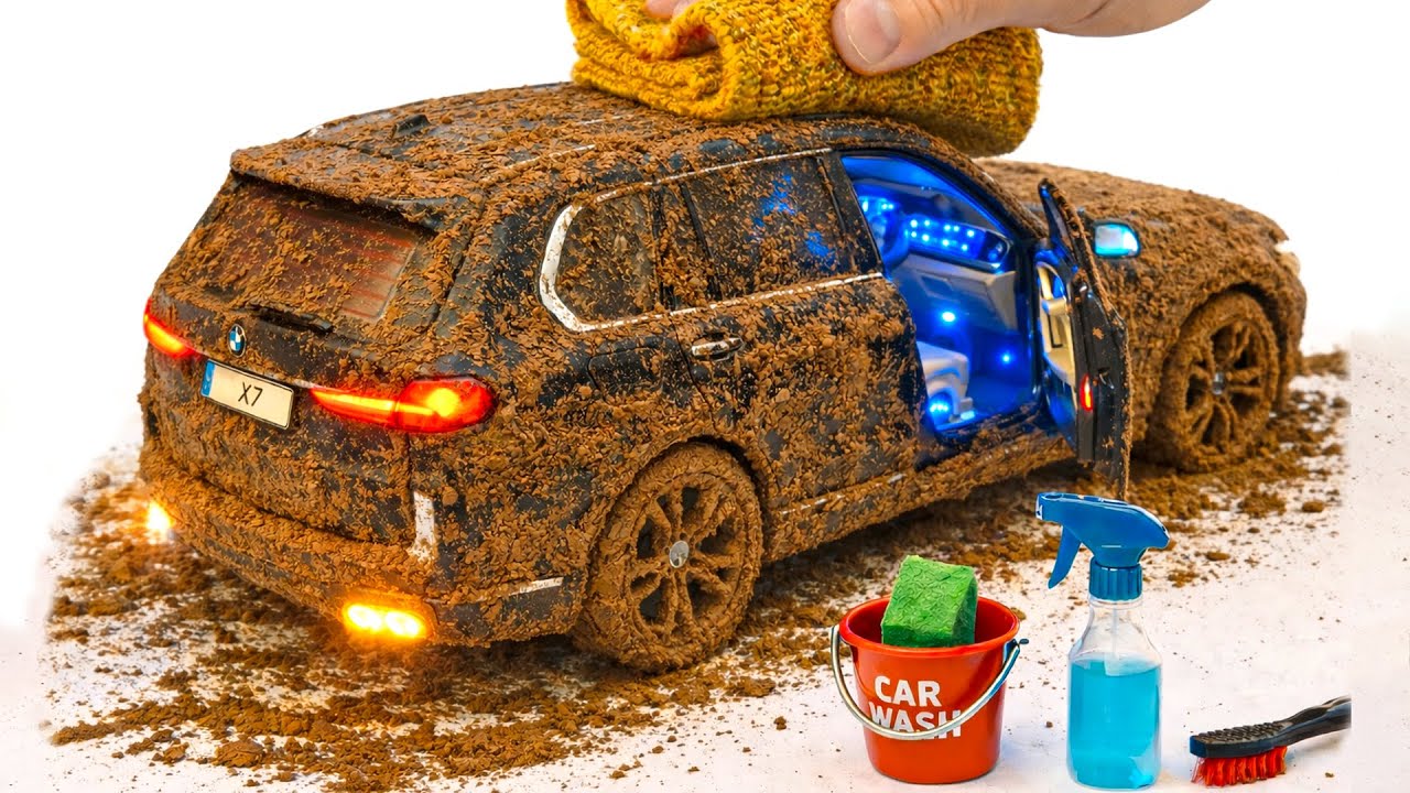 The surreal cleaning process of a 1:24 BMW X7 After an Extreme Off-Road Adventure🔥