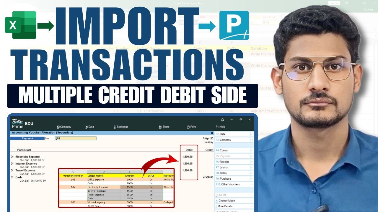 Excel to Tally Prime Import Multiple Debit Credit Transactions