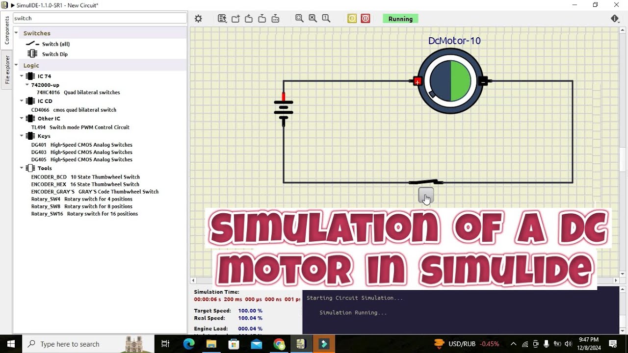 simulation of dc motor in simulide | How to use dc motor in simulide simulator