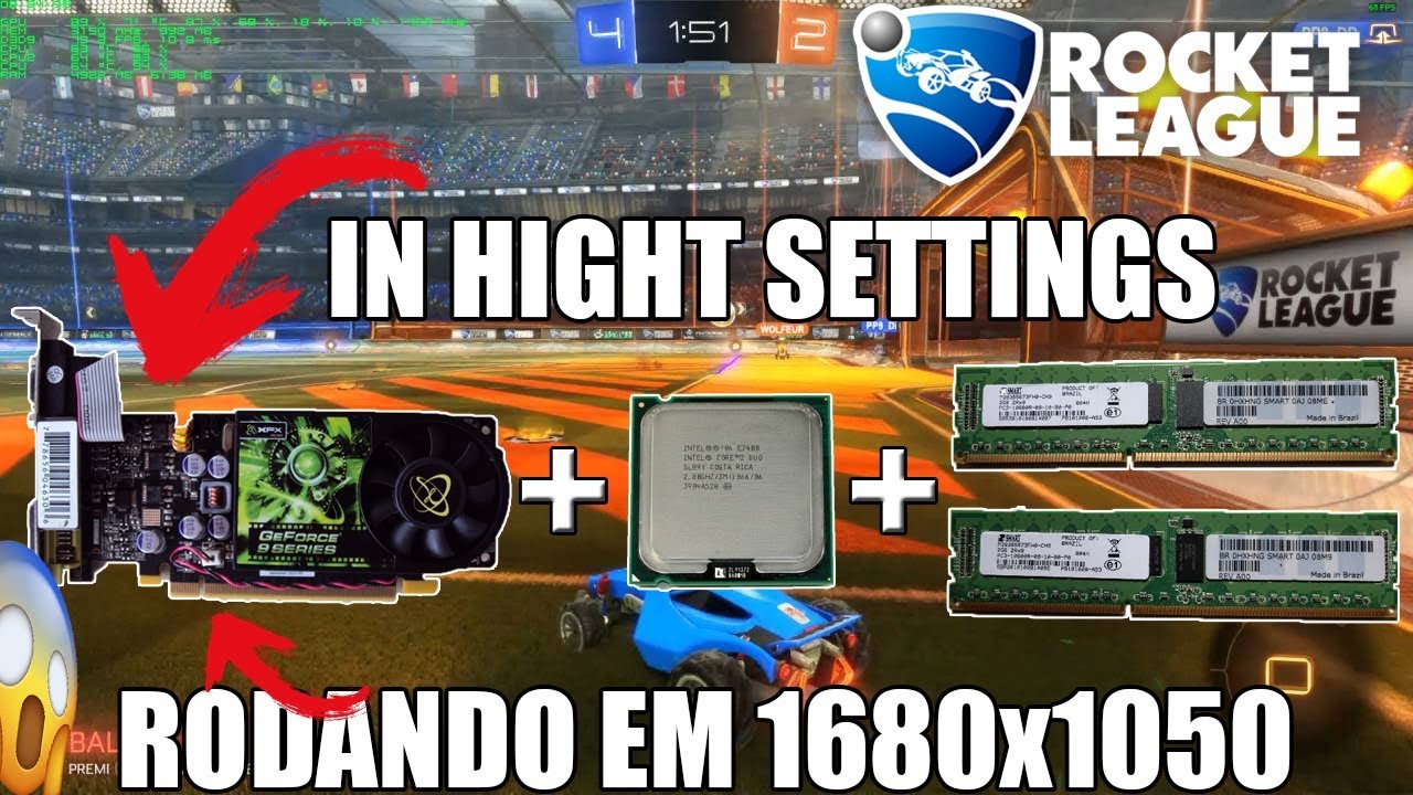 Rocket League quase no Talo na XFX 9500Gt 1GB + Core 2 DUO E7500 + 4GB de Ram no 1680x1050