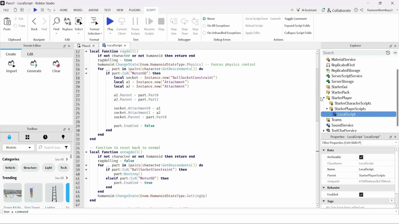 HOW TO CODE A RAGDOLL GLITCH Effect - CODING BASICS (ROBLOX STUDIO 2025)