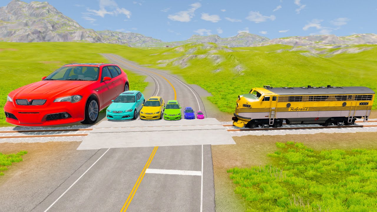 Big & Small Cars vs Train and Rail vs Deep Water 😱 BeamNG Drive