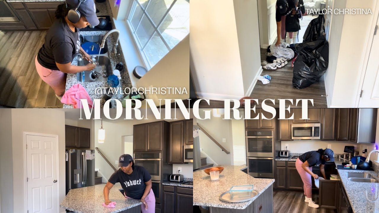 MORNING RESET | MOTIVATING CLEAN WITH ME | KITCHEN AND FAMILY ROOM TIDY AFTER SCHOOL DROP-OFF